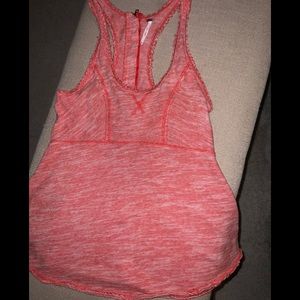 Free People red & white zip back tank